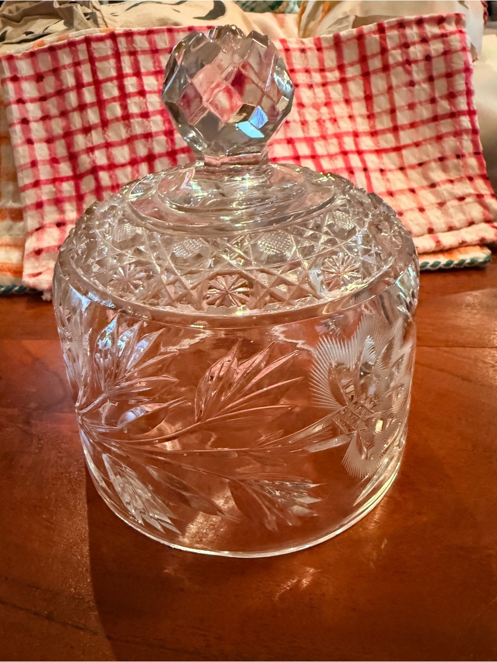 Vintage Cut Crystal Biscuit Jar Candy Jar with Lid
